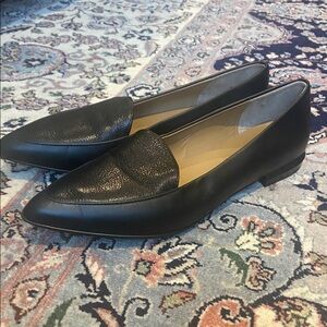 Everlane The Modern Point Leather Textured Flats Loafers Black Size 8.5